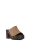 Women's Beige Thick Heeled Suede Leather Slippers 26Sfd240110 - 8