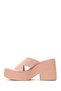 Women's Beige Thick Heeled Platform Jelly Slippers 26Sfe4979Pv - 3