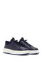Men's Navy Blue Leather Sneakers with Thick Soles 26SFD676318 - 2
