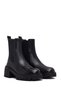 Women's Black Leather Chelsea Boots with Platform and Thick Heels WF450005DV - 2