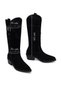 Women's Black Short Thick Heeled Suede Leather Cowboy Boots Af190037Ds - 5