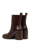 Women's Brown Zippered Thick Heeled Leather Boots 25Wfd203018 - 7