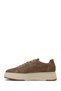Men's Beige Lace-Up Thick Soled Suede Leather Sneaker Wm740010Ds - 3
