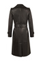 Evita Women's Black Belt Detail Leather Trench Coat 26Sgd5652U4 - 5