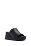 Women's Black Leather Slippers with Filled Heels 26Sfd180818 - 8