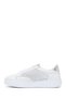 Women's White Lace-Up Leather Sneakers 26PFD511418 - 3