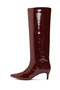 Women's Burgundy Short Thin Heeled Patent Leather Boots Wf550003Sr - 4