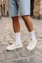 Men's White Leather Sneakers with Laces 26SFD692718 - 2