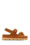 Women's Tan Strappy Thick Soled Suede Leather Sandals 26Sfd151610