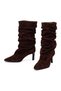 Women's Brown Thin Heeled Suede Leather Boots Wf160013Ds - 6