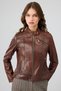 Kylie Women's Brown Prevailing Collar Leather Jacket 24Wge5352Nc