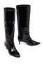 Women's Black Short Thin Heeled Patent Leather Boots Wf550003Sr - 8