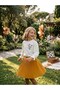 Girl's Long Sleeve Floral Embroidered White Blouse Colorful Pleated Skirt 2-Piece Set - 2