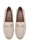 Women's Cream Buckle Leather Shoes, Comfort Loafer 26Pfd150218 - 4