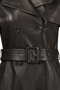 Evita Women's Black Belt Detail Leather Trench Coat 26Sgd5652U4 - 8