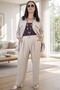 Foldable Sleeves, Buttoned Long Shirt, Wide Elastic Waist, Pocketed Pants, Thin Summer Fabric, Plus Size, Two-Piece Set - 3