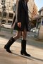 Women's Black Short Thick Heeled Suede Leather Cowboy Boots Af190037Ds - 2
