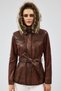 Rebecca women's brown hooded faux fur leather jacket 24wge5209nc - 4