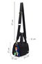 Women's Black Long Strap Charm Fabric Handbag Ab240001Kk - 5