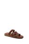 Women's Brown Strappy Leather Slippers 26Sfd360018 - 7