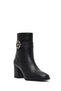 Women's Black Zippered Thick Heeled Leather Boots 25Wfd163118 - 8