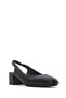 Flex Women's Black Open Back Thick Short Heeled Leather Shoes 26Pfd140718 - 7