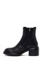 Women's Black Zippered Thick Heeled Leather Boots Wf220006Dv - 3
