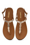 Women's Tan Buckle Flip-Flop Leather Sandals 26Sfd201018 - 4