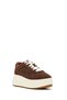 Women's Brown Lace-Up Thick-Soled Suede Sneaker Af520006Ss - 8