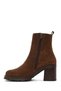 Women's Tan Zippered Thick Heeled Suede Leather Boots Wf190030Ds - 3
