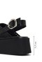 Women's Black Ankle Boots Buckled Platform Wedge Heel Pcs Leather Sandals 26Sfd207518 - 4