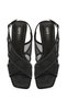 Women's Black Ankle Buckle Thick Heeled Fabric Sandals 26Sfd44116F - 5