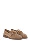Women's Tan Buckle Detailed Suede Shoes, Leather Masculine Loafers 26Pfd150710 - 2