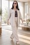 Foldable Sleeves, Buttoned Long Shirt, Wide Elastic Waist, Pocketed Pants, Thin Summer Fabric, Plus Size, Two-Piece Set - 2