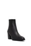 Women's Black Zippered Thick Heeled Leather Boots Wf210009Dv - 8