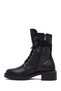 Women's Black Zippered Lace-Up Leather Boots Wf180018Df - 3