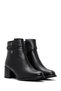Women's Black Zippered Thick Heeled Boots Wf240003Sv - 2