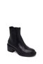 Women's Black Zippered Thick Heeled Leather Boots Wf220006Dv - 7