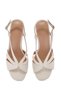 Women's Cream Ankle Buckle Thick Heeled Sandals 26Sfe462018 - 5