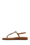 Women's Tan Buckle Flip-Flop Leather Sandals 26Sfd201018 - 3