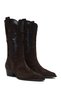 Women's Anthracite Thick Heeled Suede Leather Cowboy Boots Af170024Ks - 2