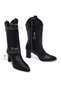 Women's Black Thick Heeled Leather Cowboy Boots Wf160010Dv - 4