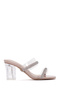 Women's Beige Stone Transparent Block Heel Pcs Slipper 26Sfe4500Pv