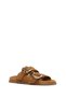 Women's Tan Double Buckle Suede Leather Slippers 26Sfd200910 - 7