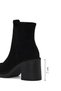 Women's Black Zippered Thick Heeled Suede Leather Boots Wf180028Ds - 4
