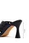Women's Black Thick Heeled Leather Slippers 26Pfd230618 - 5