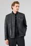 Tony Men's Black Judge Collar Short Leather Coat 25Wge65781M - 4