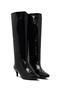 Women's Black Short Thin Heeled Patent Leather Boots Wf550003Sr - 3