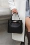 Women's Black Long Strap Classic Shoulder Bag Wb500010Sv - 2