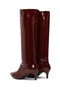 Women's Burgundy Short Thin Heeled Patent Leather Boots Wf550003Sr - 7